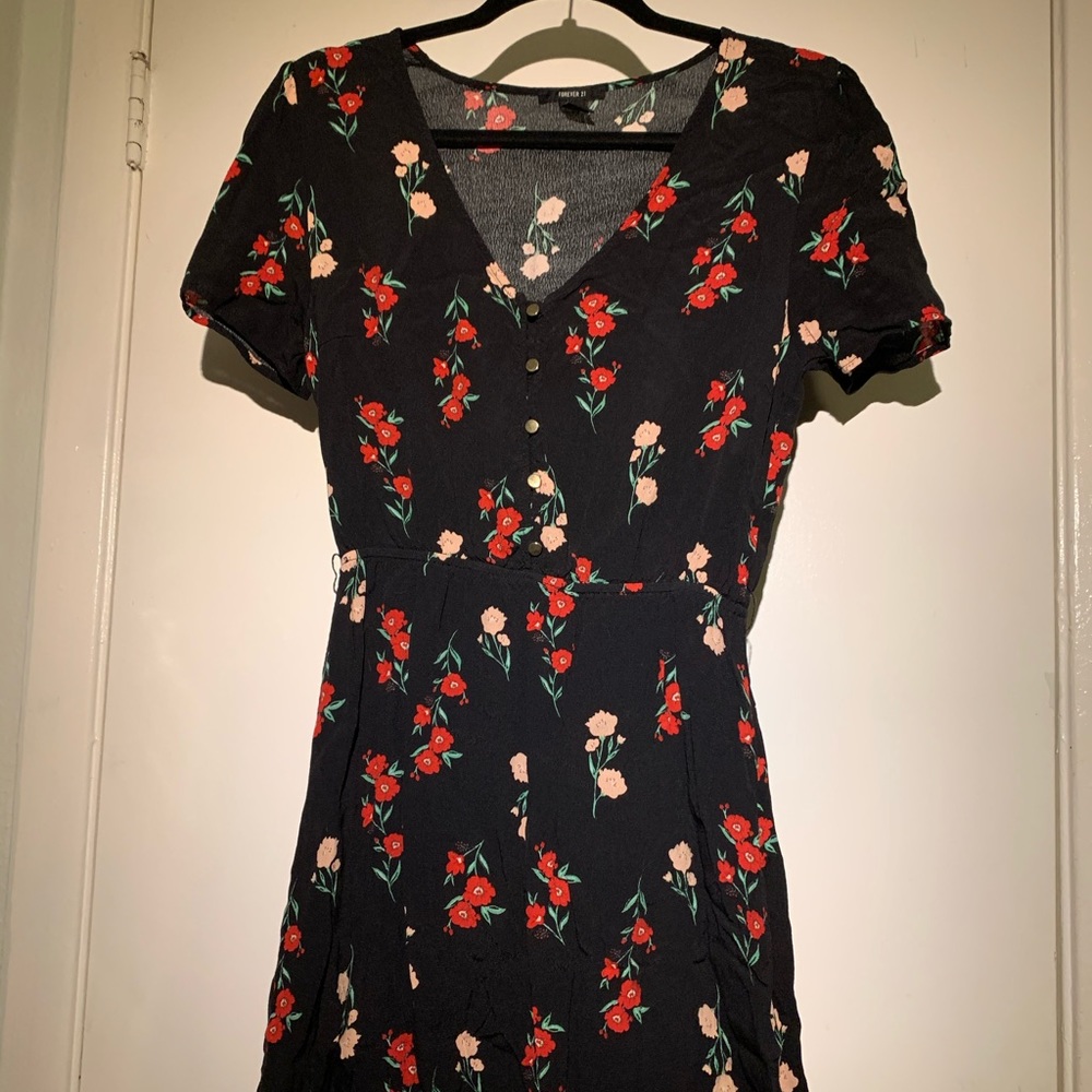 Floral Black Dress